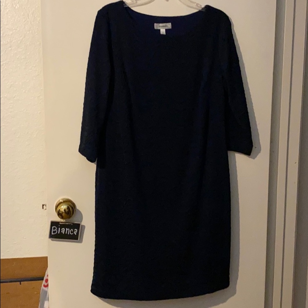 Dressbarn Navy 3/4 Sleeve Midi Dress